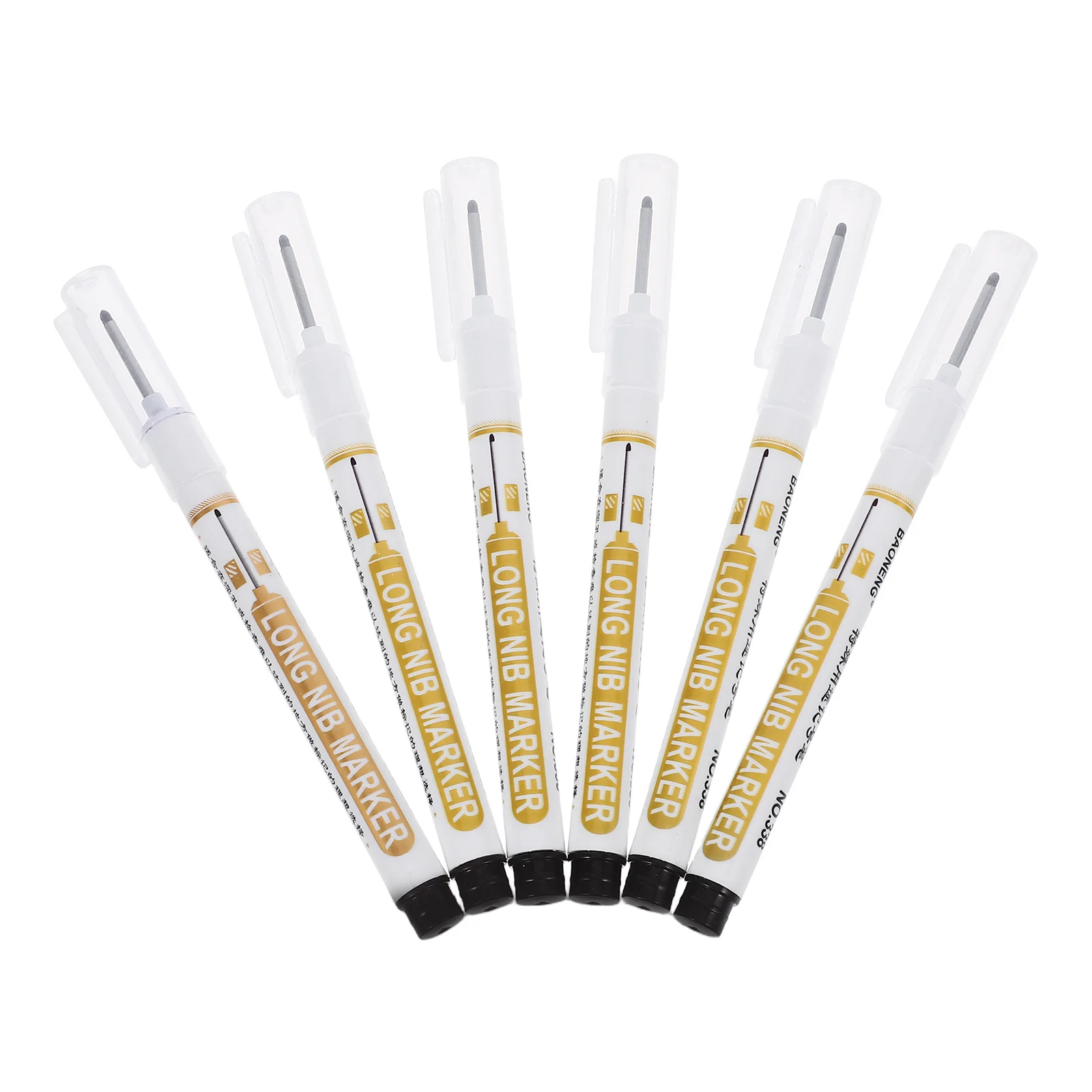 6 قطعة قلم تحديد النجار لأعمال النجارة طرف طويل حبر عميق علامة البناء أداة وضع العلامات الدائمة تجديد الأثاث #5