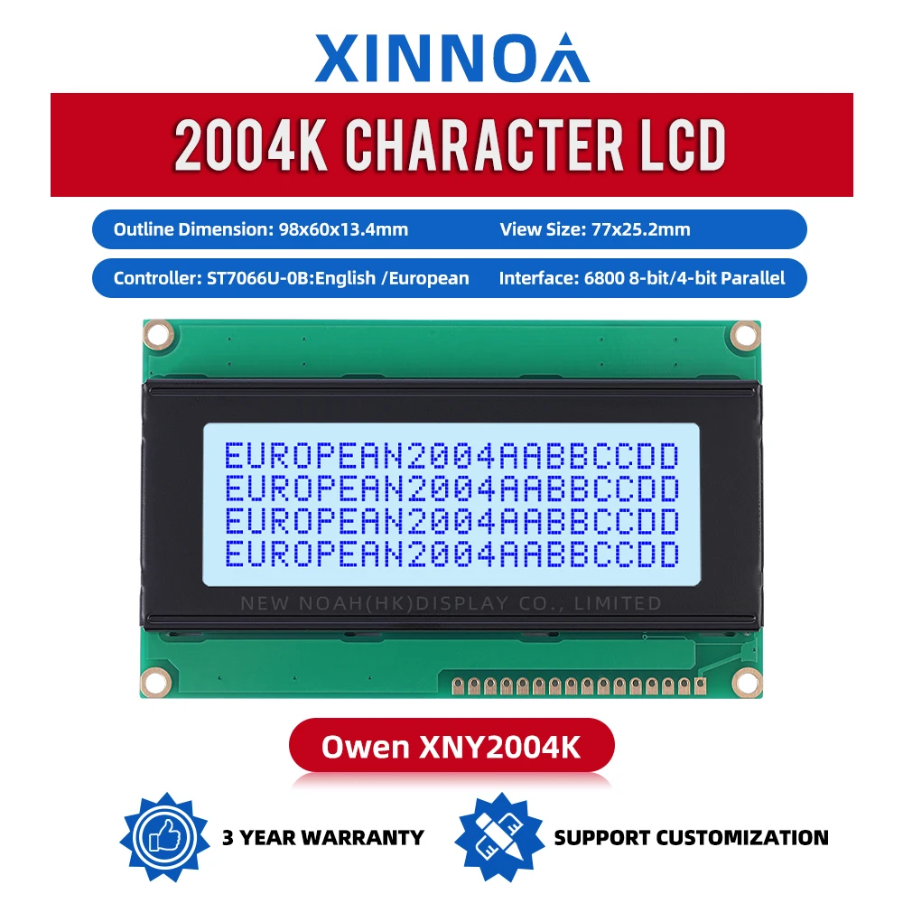 European Gray Film Blue Letters 2004K LCD Module 4*20 4X20 2004 Voltage 5V ST7066U LCD2004 Is Used For Arduino LCD Displays