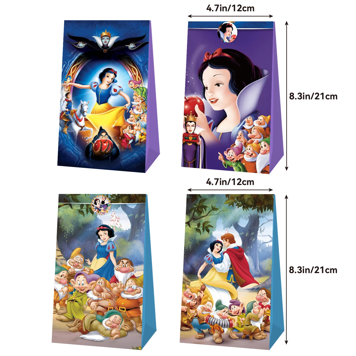 Novo anime disney neve branca doces saco de papel saco de presente figuras dos desenhos animados bolsa crianças presente de aniversário embrulho bolsa presente