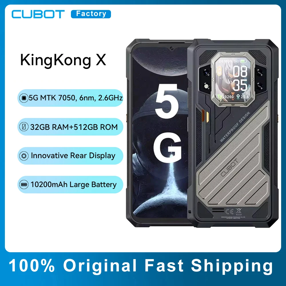 CUBOT KINGKONG X – 견고한 5G 스마트폰, 32GB RAM, 256/512GB 저장공간, 10200mAh 배터리, 6.583인치 120Hz 화면, NFC 및 Wi-Fi 6 지원, 안드로이드 14 탑재