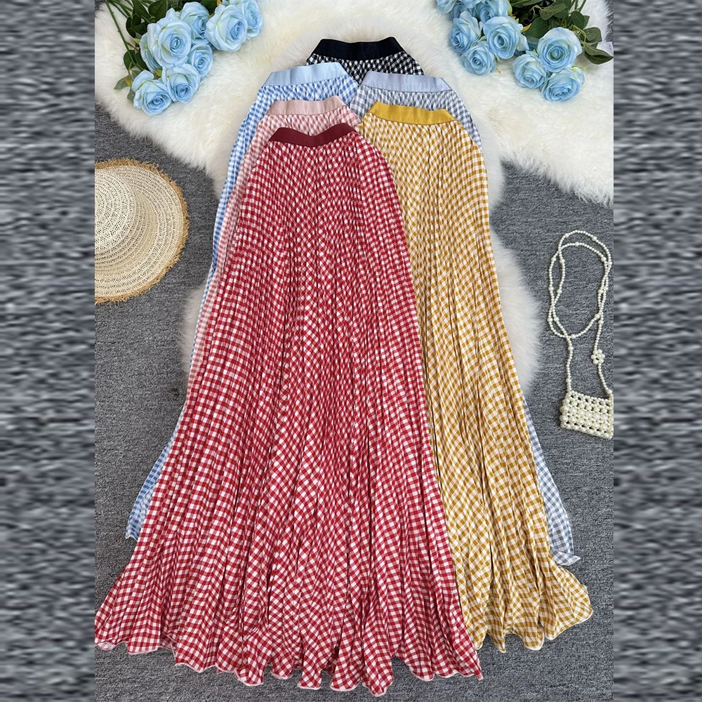 

High Waist Long Skirts Womens 2026 New Maxi Pleated Skirt Women Clothing Elegant Office Lady Fashion Metallic Printed Skirt