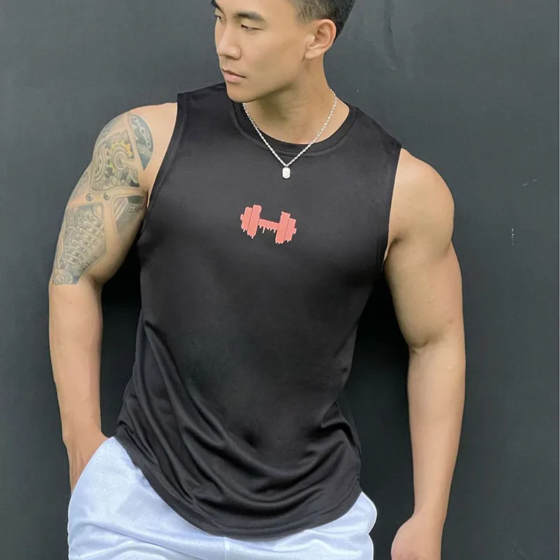 New Men\'s vest casual sports T-shirt Fitness training basketball Tank top Gym t-shirt man summer quick-dry Men\'s clothing Top