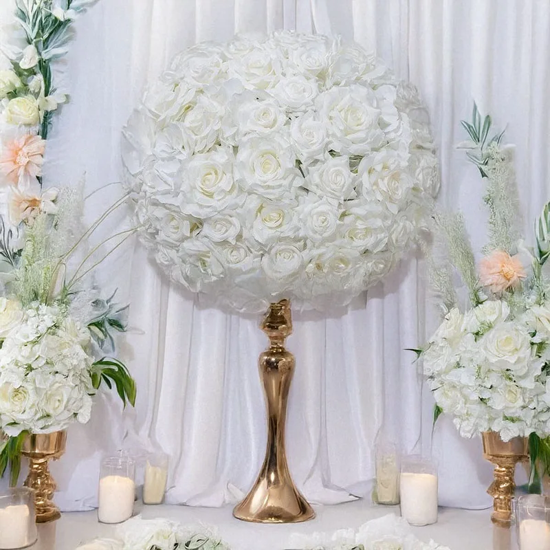 

DIA 80CM Artificial Rose Ball Ivory White Shopping Mall Showcase Decoration Wedding Table Placement Props