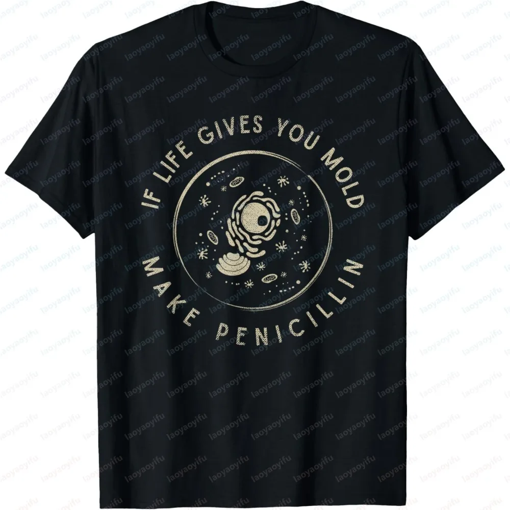 Men Summer Short Sleeve Fashion T-Shirt Funny Biologist Gift Mold Penicillin Pattern Science Biology Lover Casual Trendy Tops