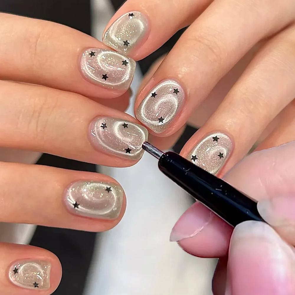 New Vortex Cat Eye Effect Magnetic Pen Set Black Handle DIY Fingertip Rainbow Vortex Nail Magnet Stick For CatEye Nail Polish