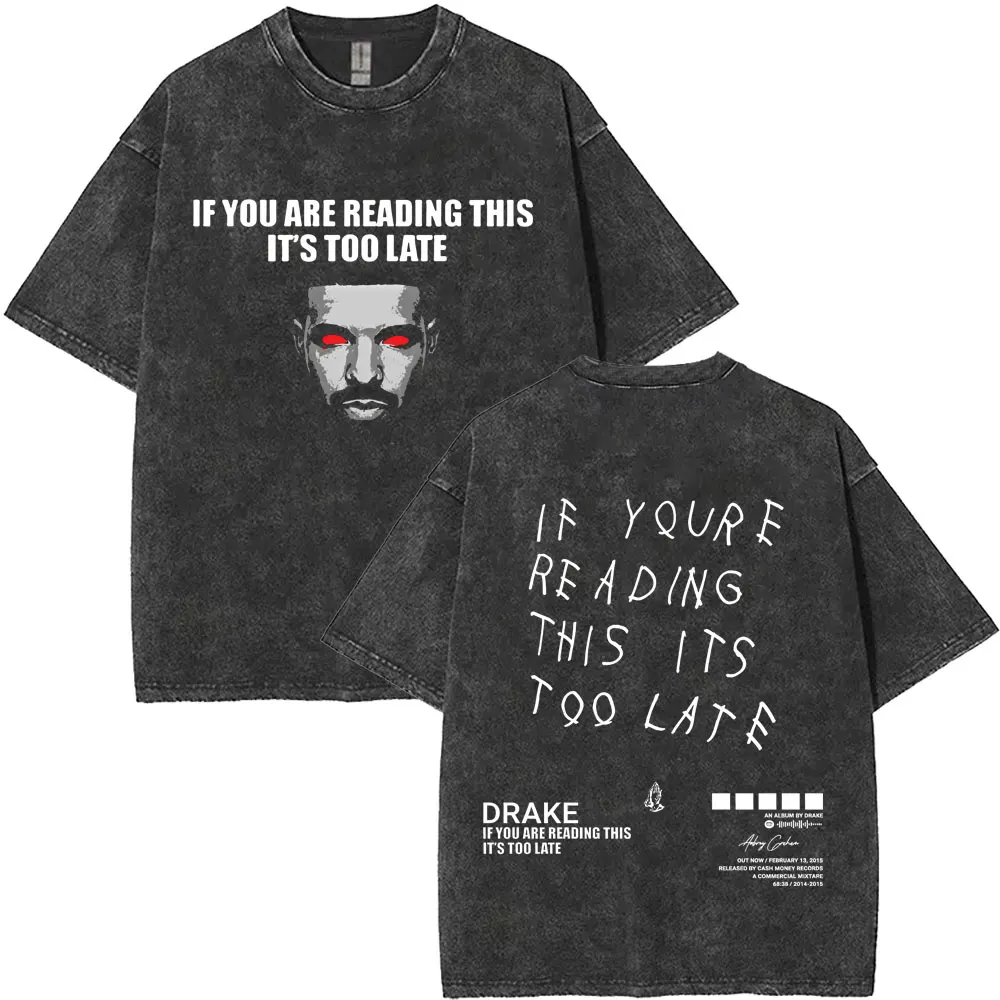 Washed Vintage Rapper Drake for All The Dogs Album Graphic T-shirt Men Women Hip Hop Oversized T Shirts Men's Casual Streetwear
