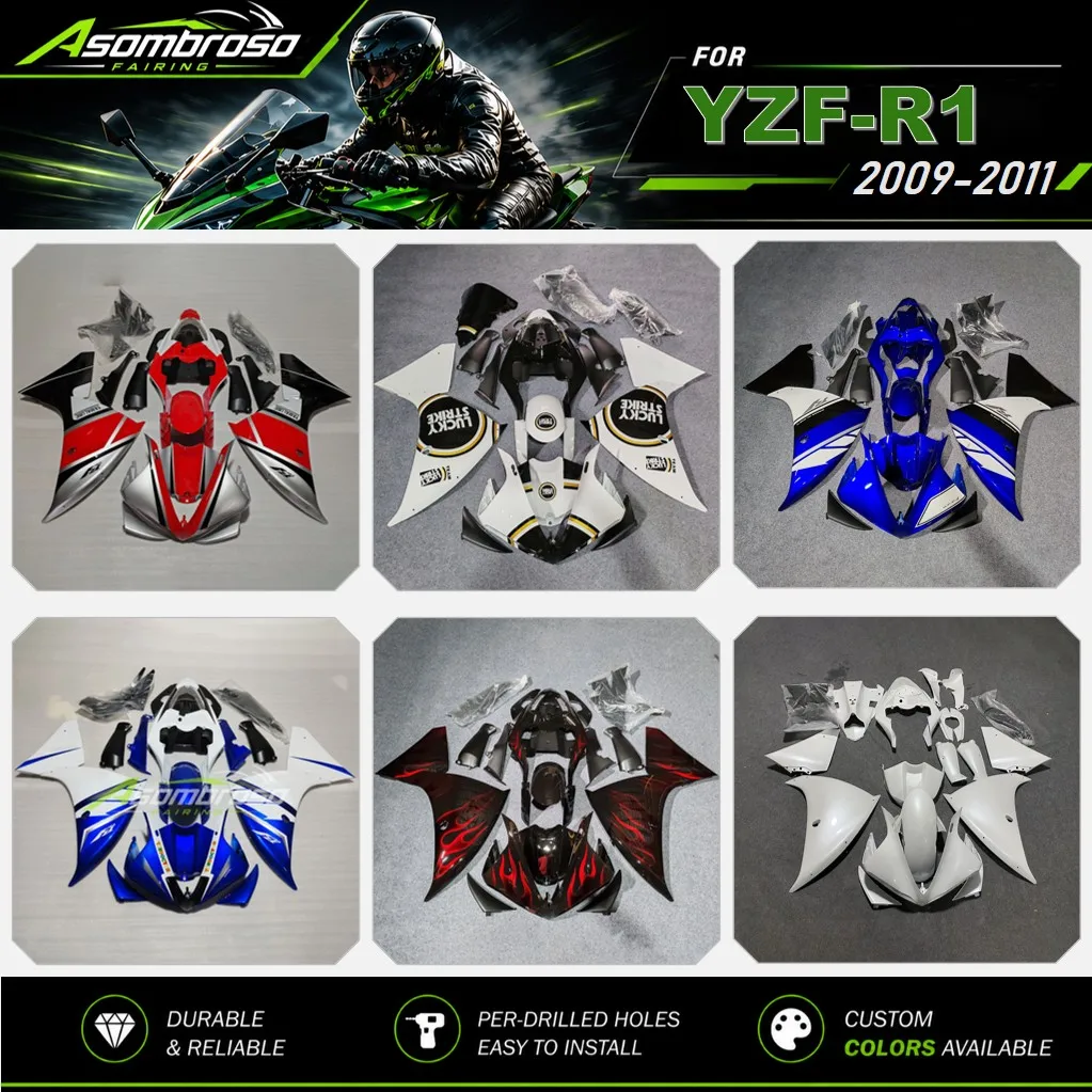 Motorbike Full Fairings Kits For YAMAHA YZFR1 2009-2011 YZF R1 09 10 11 ABS Injection Body Frames Hull