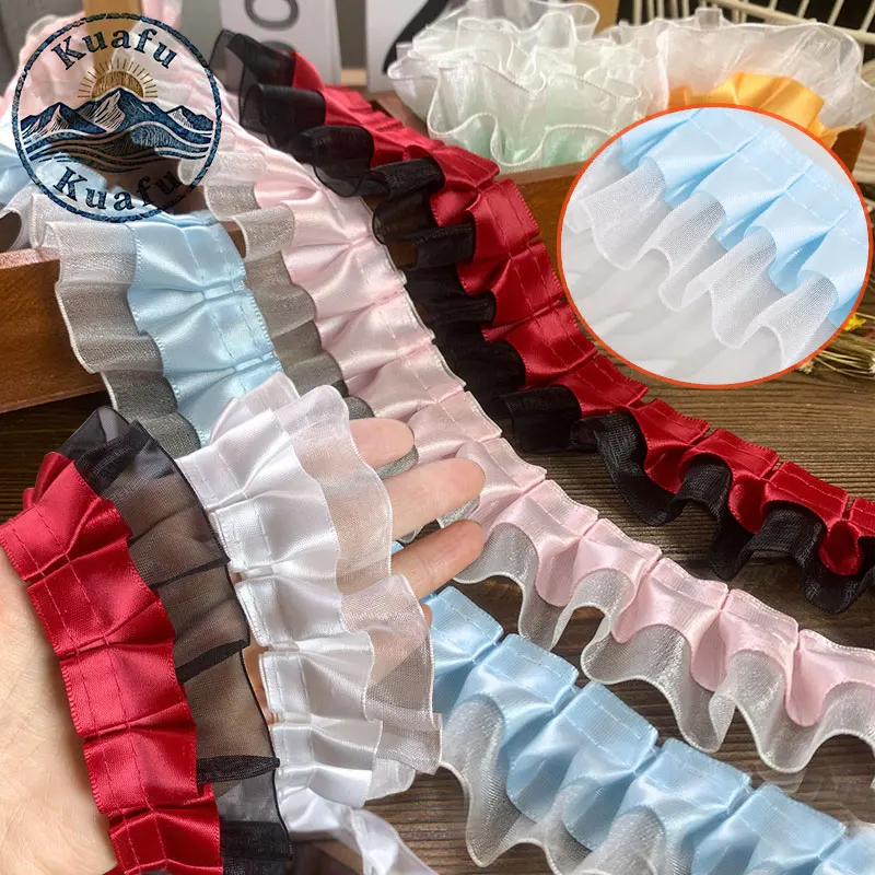 2/5/10 Yards plissiertes Spitzenband, Zierband für Näharbeiten, Stoffbesatz für DIY-Bekleidung, Nähzubehör, Partykleid, Hochzeitsdekoration