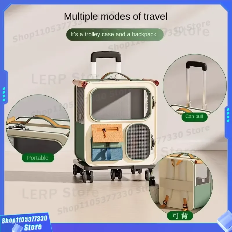 Large Capacity Pet Backpack Portable Cat Dog Trolley Case with Zipper for Travel Outdoor Walking Small Animals Carrier Bag