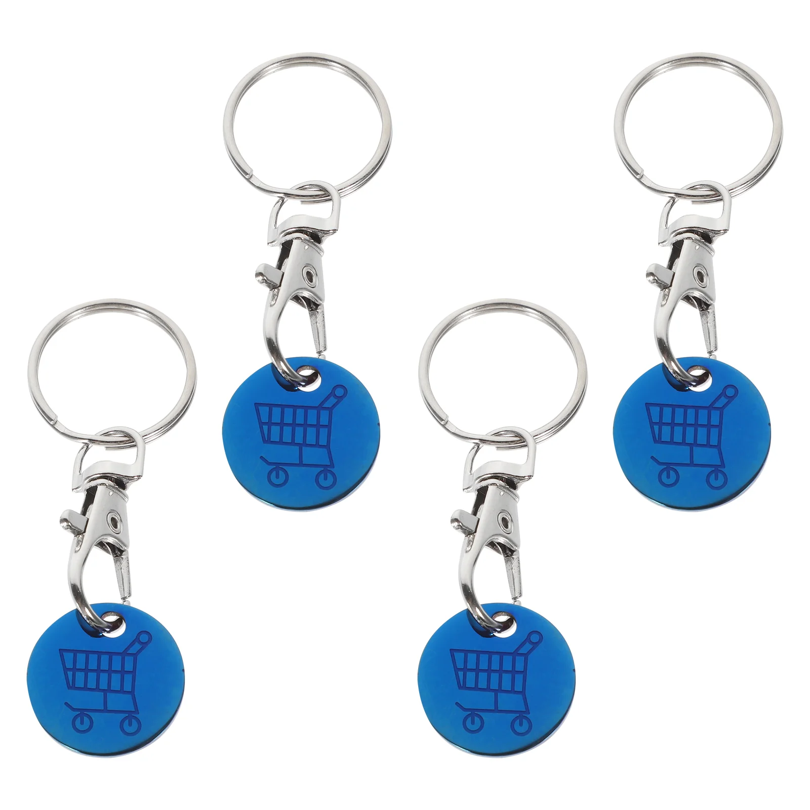 

4 Pcs Shopping Cart Key Rings Token Keyrings Ornament Round Trolley Pendant Chain Decor