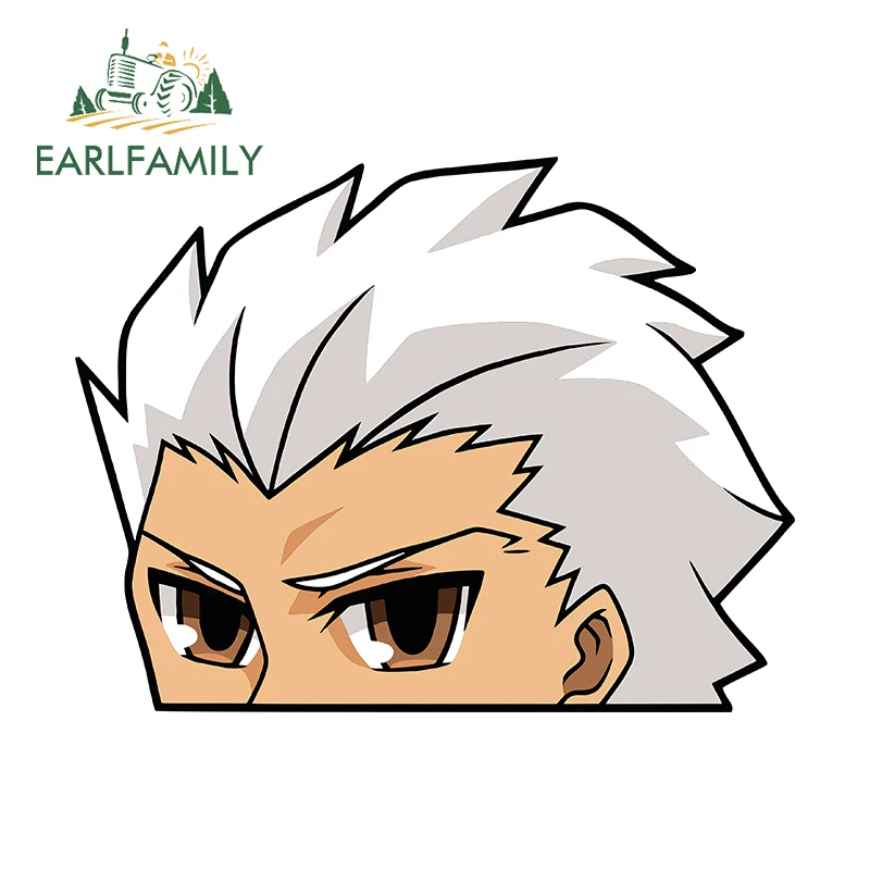 EARLFAMILY ARCHER PEEKING Car Sticker Chibi Big Head EMIYA Decal JDM Rear Glass Window Toolbox Graffiti Cartoon Car Decoration