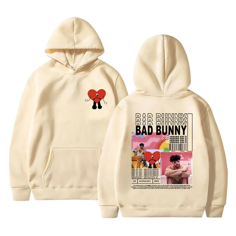 Rapper Bad Bunny Un Verano Sin Ti Music Album Hoodie Men Woman Vintage Hoodies Hooded Sweatshirt Hip Hop Rap Male Streetwear Y2k