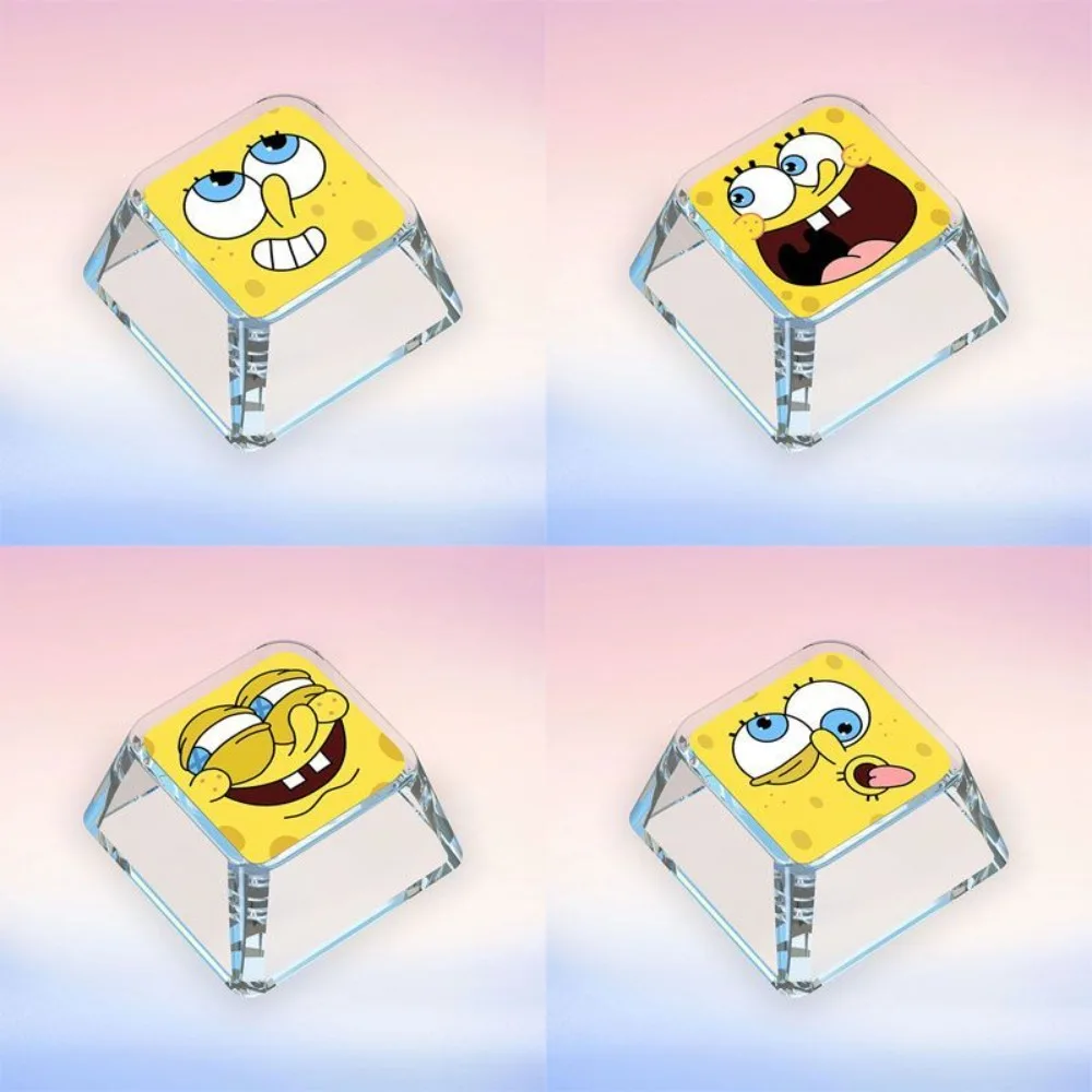 Cute SpongeBob Cartoon PC Translucent Mechanical Keyboard Keycaps (Cross Switch) - Gift