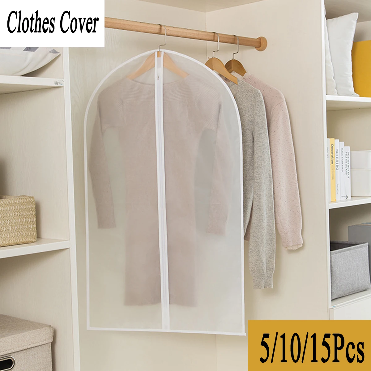 

5 шт., подвесная пыль, свадебное платье, женский вязаный костюм, пальто, прозрачная сумка для одежды, полностью пылезащитная сумка для хранения на молнии, новинка