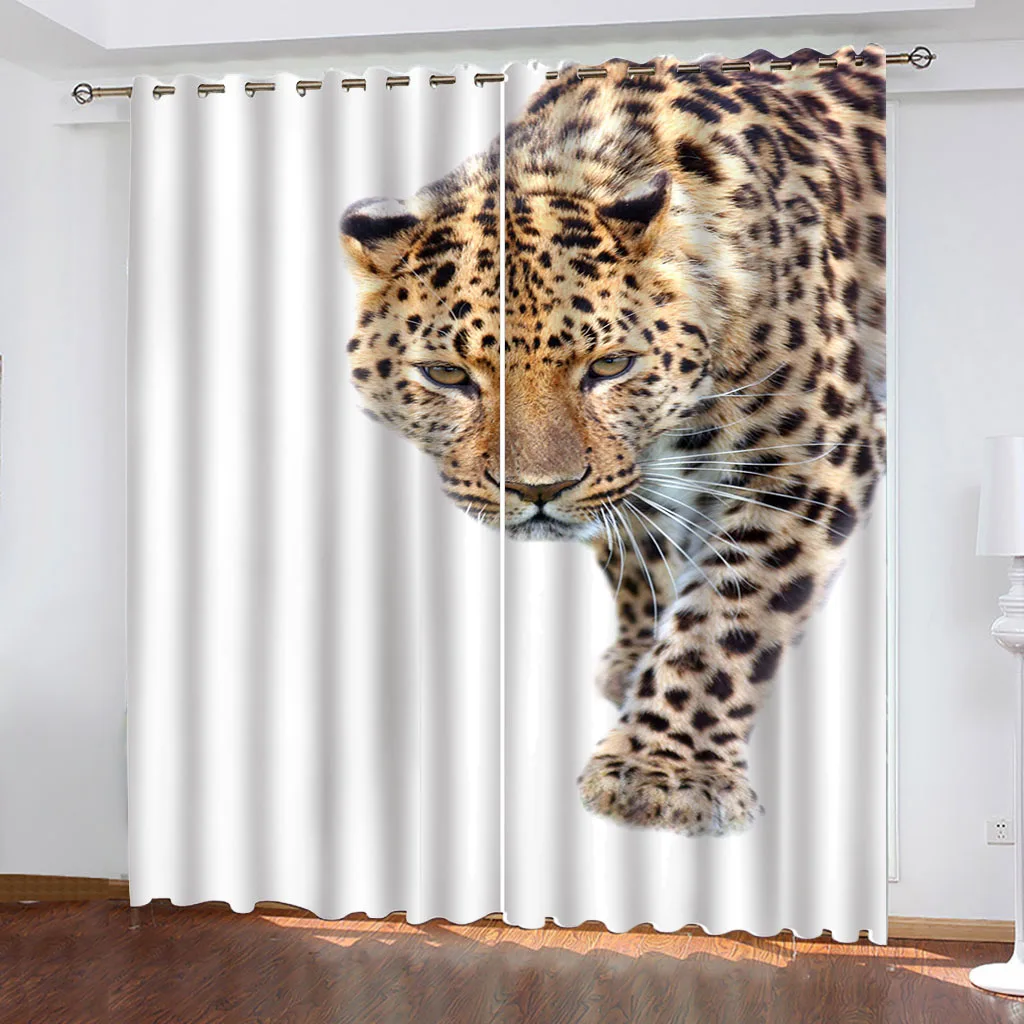 

Customized Luxury Curtain For Living Room Animal Leopard Print Modern 2 Pieces Window Curtain For Bedroom Home Decor