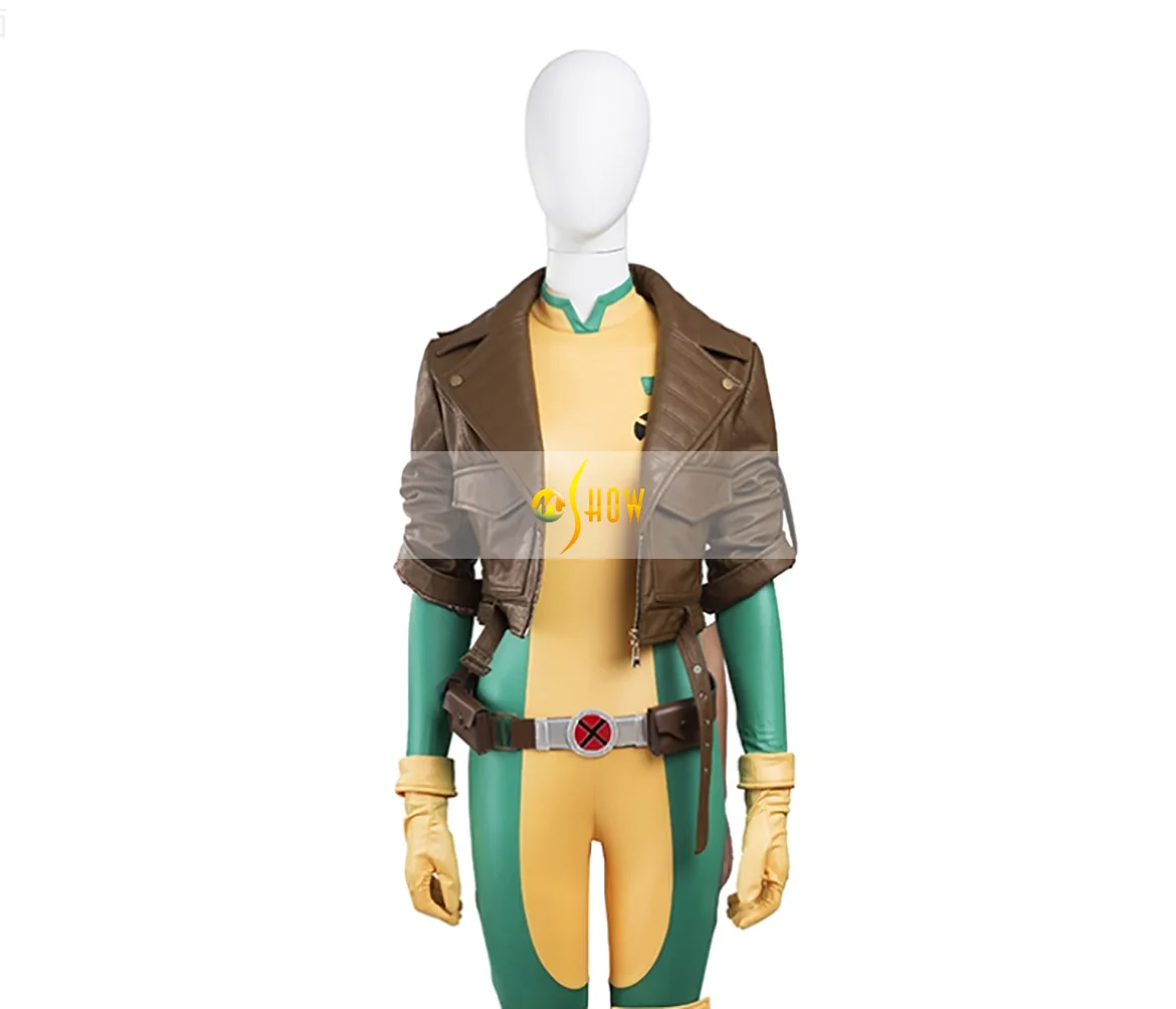 Women's Hero Rogue Cosplay Jacket High Waist PU-Leather Coat for Halloween