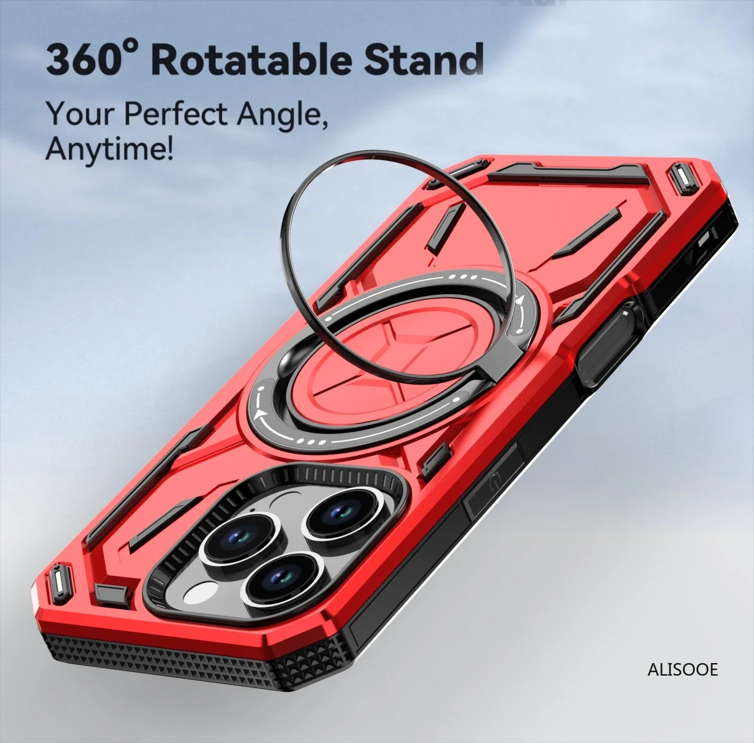 Robuste, stoßfeste Funda für iPhone 16 Pro Max / 15 Plus Hülle, Rüstungsring, Ständer, Abdeckung für iPhone 13 14 15 16 Pro Max Hülle