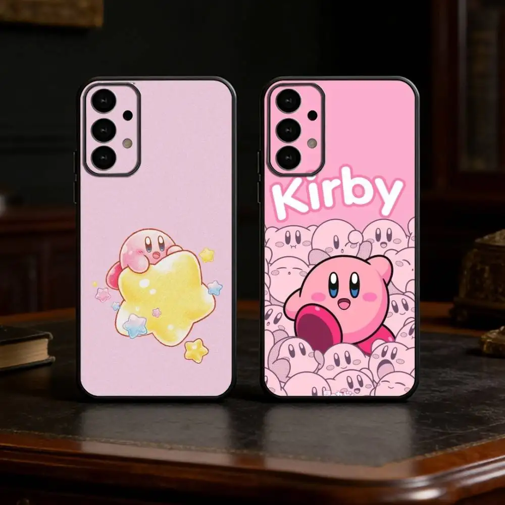 K-Kirbys-PC Cartoon Pink Phone Case For Samsung S25,24,21,22,23,30,Ultra,20,Plus,Fe,Lite,Note Soft Black Cover