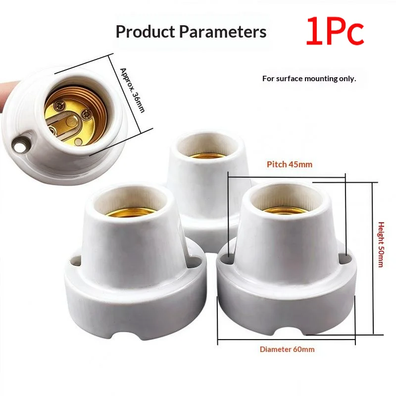 1Pc Lighting Fittings E27 Socket Screw Ceramic Waterproof Explosion-proof Lamp Holder Outdoor Engineering Modified Lamp Base‘