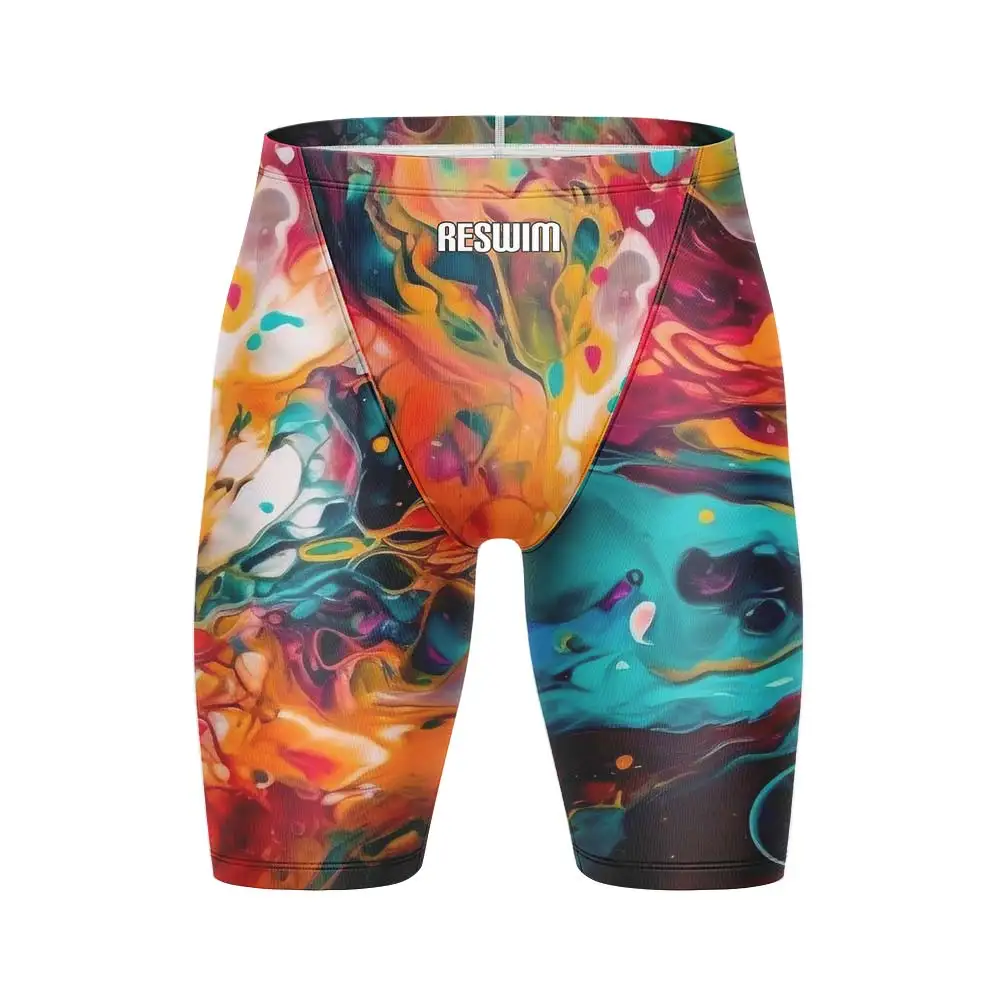 Summer Men's Swim Jammer Athletic Practice Knee-Length Swimsuit Short Swimming Trunks Beach Tights Shorts Surfing Diving Pants