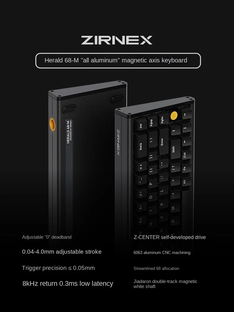 ZIRNEX Herald68-M อลูมิเนียมเพลาแม่เหล็กคีย์บอร์ด 68 คีย์ RT ปรับ Key stroke Fearless Compact CS FPS Esports