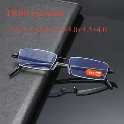 Fashion Metal Anti-Blue Light Reading Glasses Anti-Blue Light Eyeglasses Women Men Business Eyewear with Case Diopter To +4.0