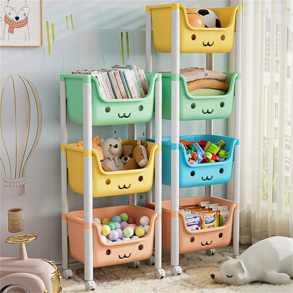 Children's Toy Storage Racks Floor Multi-layer Toy Book Storage Rack Office Living Room Kitchen Multi-Functional Storage Cart image 2
