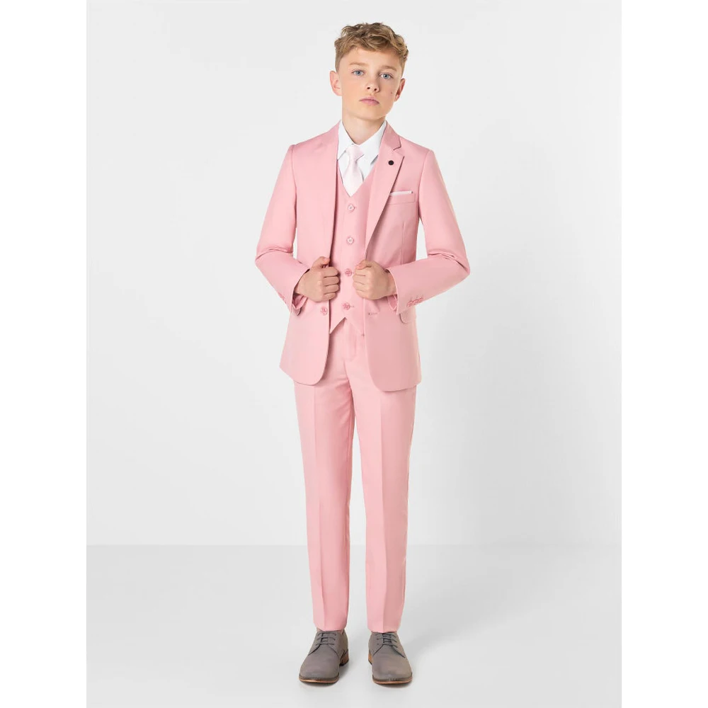 

Pink Sets for Children 3 Piece Elegant Notch Lapel Single Breasted Boys Suit Formal Causal Kids Clothes Boys (Blazer+Vest+Pants)