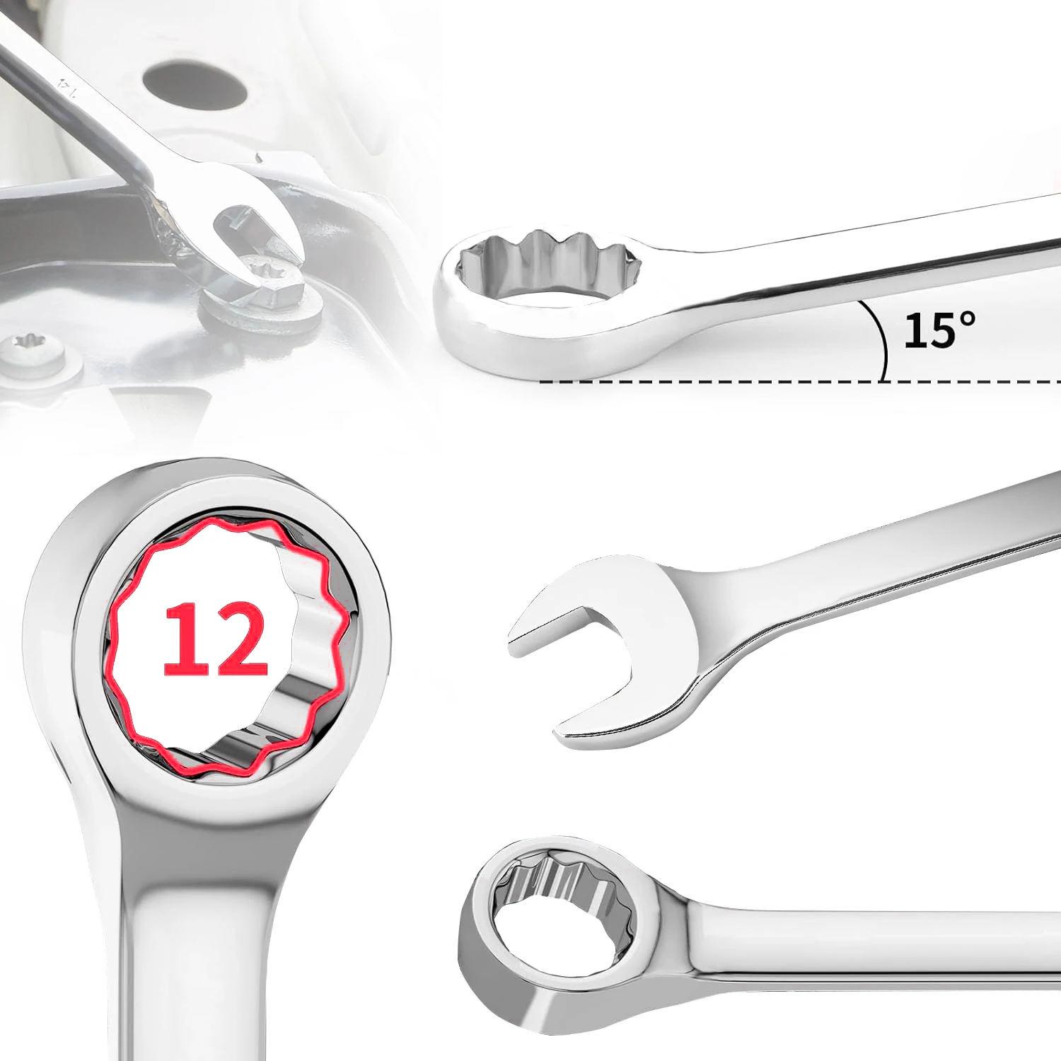 

Open-Ended Plum Blossom Ring Combination Wrench 7 - 24mm, Metric Hand Tool for Automotive Hardware Repair