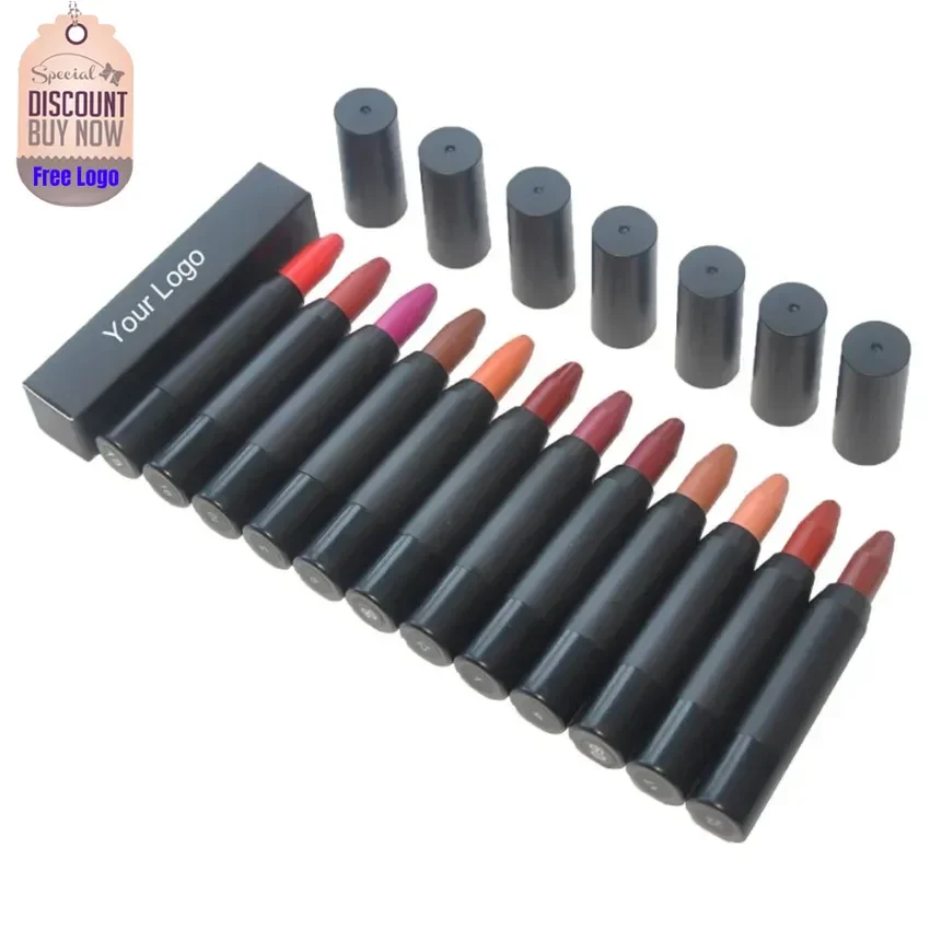 

Private Label 12colors Crayon Lipstick Easy To Colored Long Lasting Matte Waterproof Non Stick Cup Lipstick Pen Bulk Makeup