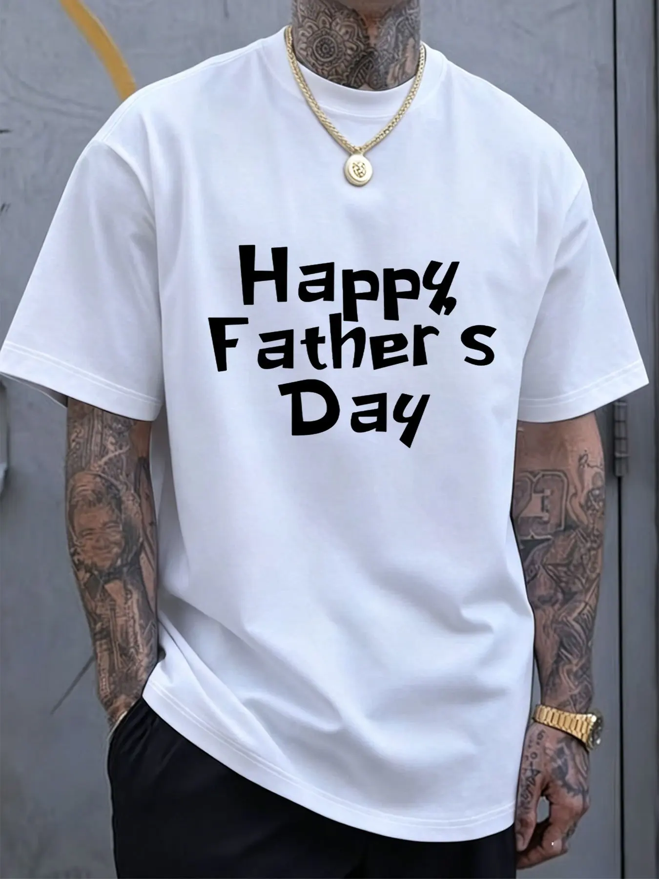 Mens Short Sleeve Crew Neck Tee Happy Father S Day Graphic Print Summer Holiday Casual Breathable Loose Male Daily Street Tops