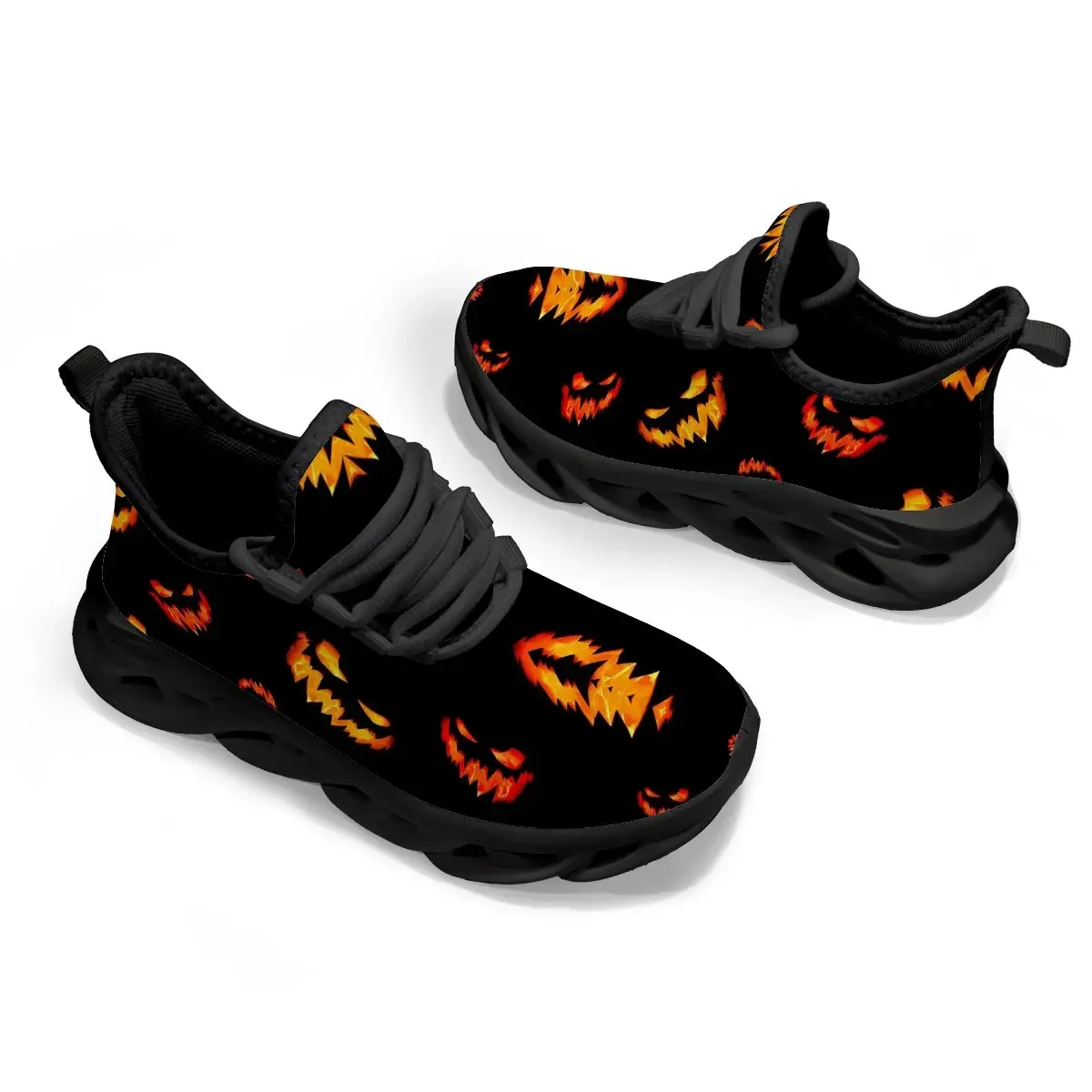 Children's Casual Shoes Original Flat Low-top Round-toe Lace-up Halloween Festival Pattern Design Dark Style Sports Shoes