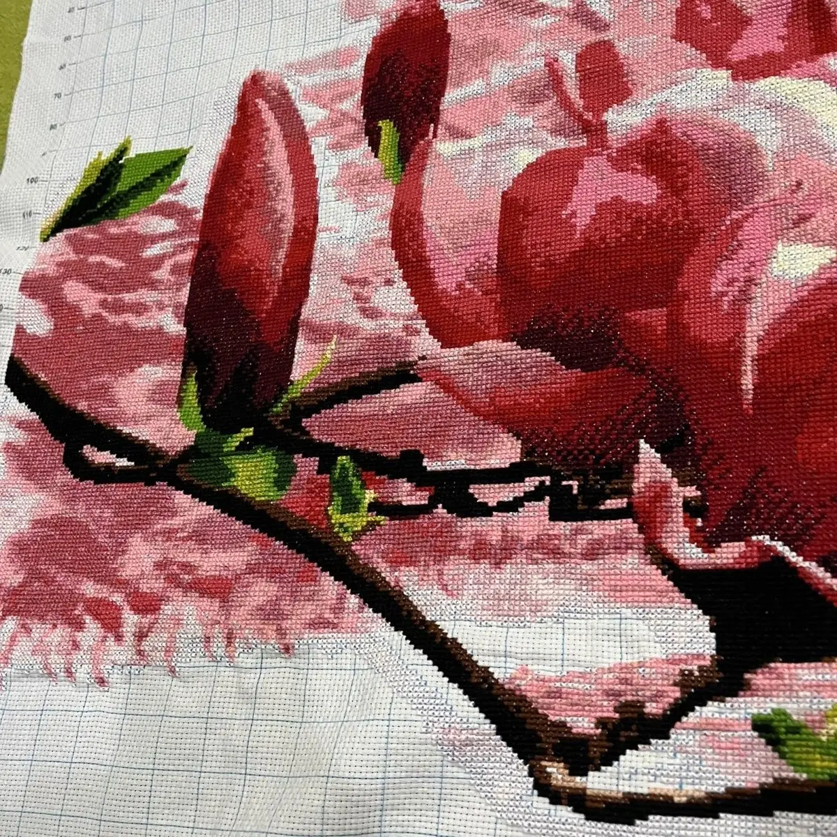 (Finished product) Pure handmade cross stitch finished product Home and Wanshixing Magnolia large edition living room 70 * 170cm