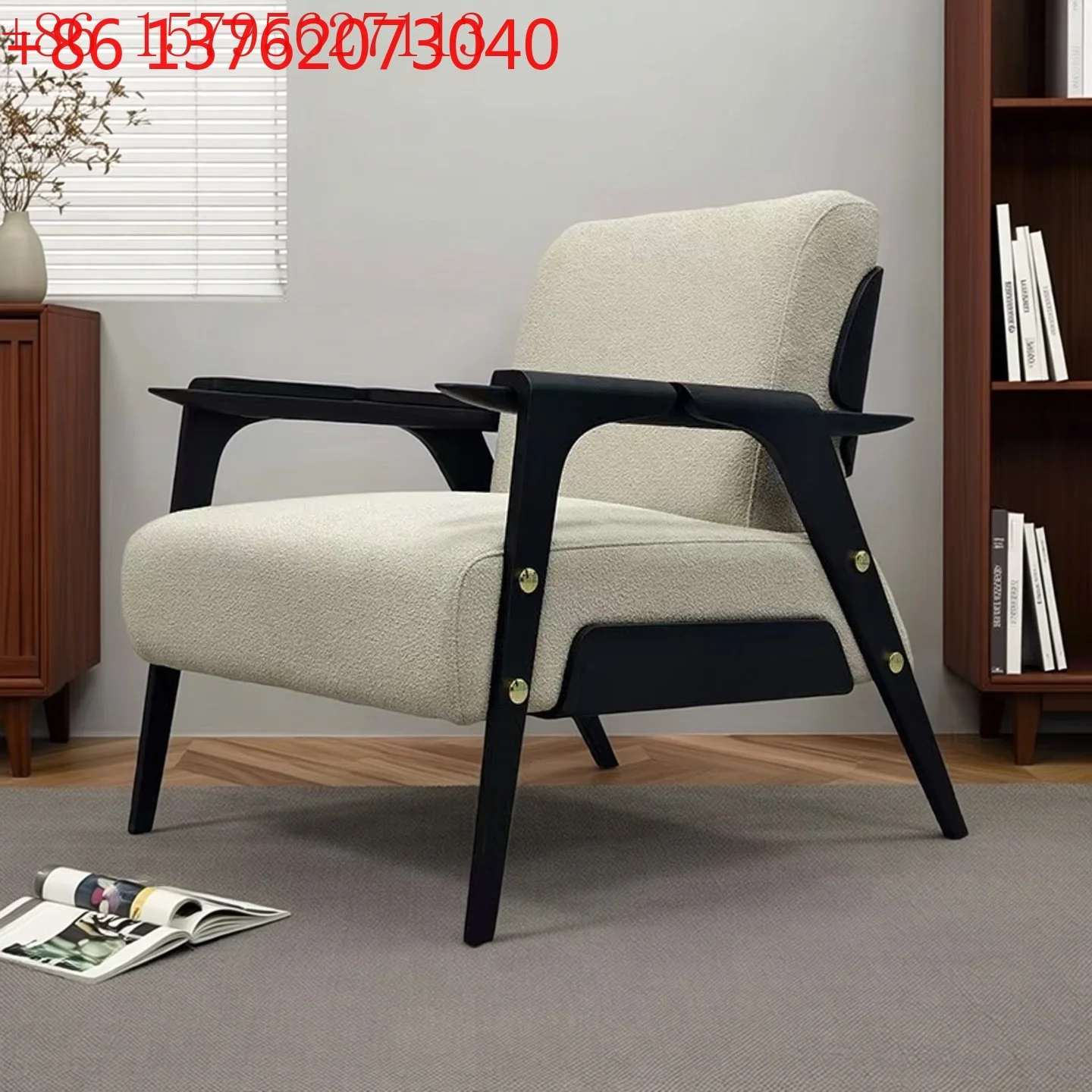 

Итальянское минималистичное кресло для отдыха из массива дерева, современное, в стиле лёгкой роскоши, для гостиной, одноместное.