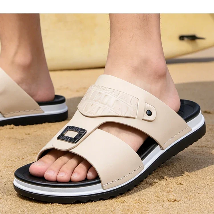 Herren-Sommer-Slipper, bequem, atmungsaktiv, modisch, schlicht, für den Außenbereich, verschleißfest, weiche Unterseite, lässige Sandalen-DH5306 – Detail 4