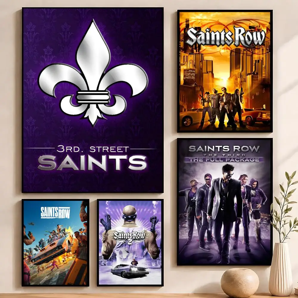 Game Saints Row Poster Self‑Adhesive Waterproof PP Poster Coffee House Bar Wall Art Sticker Room Home Decor
