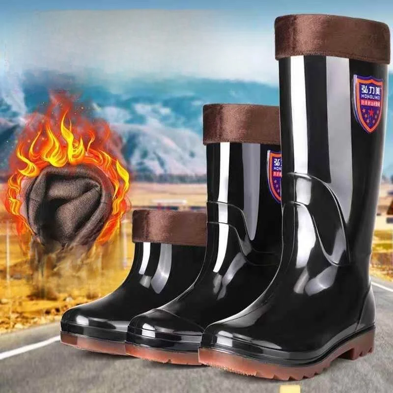 

Men's Lightweight Waterproof Anti-slip Comfortable Thickened Water Shoes Elastic Band Shoes High Rubber Boots Wear-resistant
