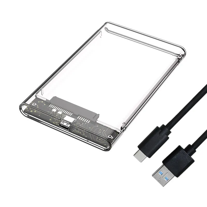 Transparent USB3.0 2.5'' HDD Enclosure for Serial SATA SSD Mechanical Laptop Mobile Hard Drive Case
