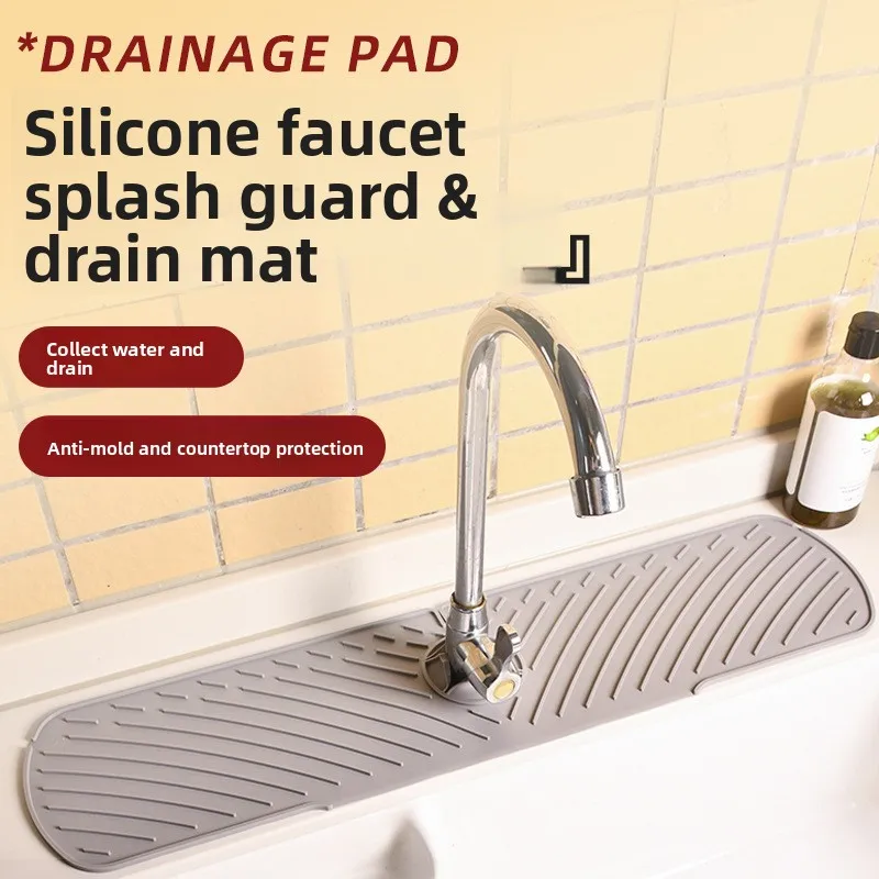 

Kitchen Faucet Splash Pad Silicone Sink Faucet Splash Guard Mat Drain Pad Countertop Protector for Multipurpose Kitchen Gadgets