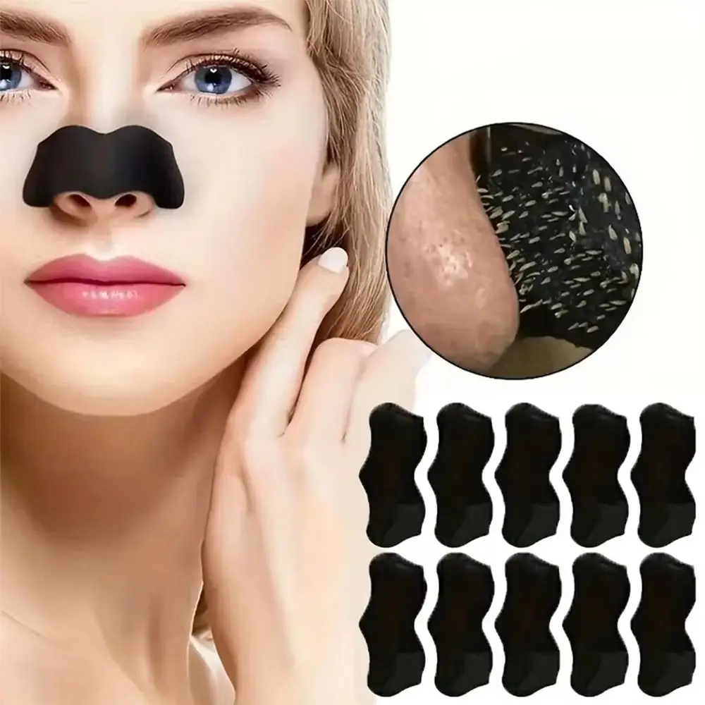 Autocollants pour points noirs au charbon de bambou, 20 pièces, soins de nettoyage en profondeur du nez, Film pour enlever les points noirs, absorbe l'huile, bâton pour le nez