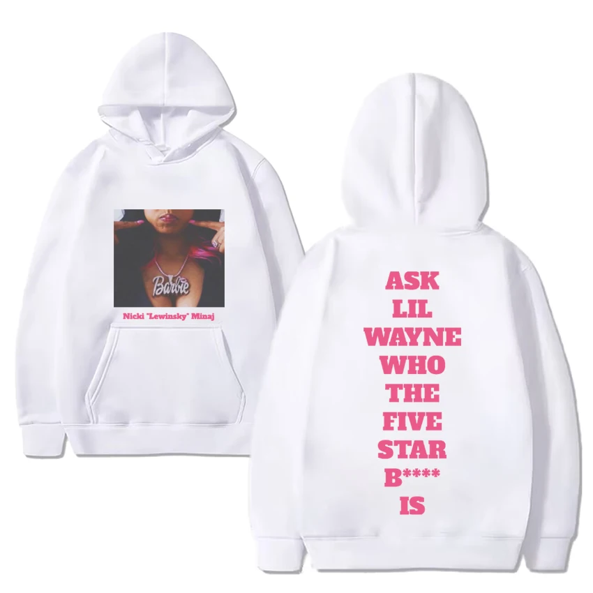 Hot rapper Nicki Minaj Fashion Y2k print Hoodie 2024 Men Women hip hop Casual streetwear Unisex Fleece Long sleeve Sweatshirt