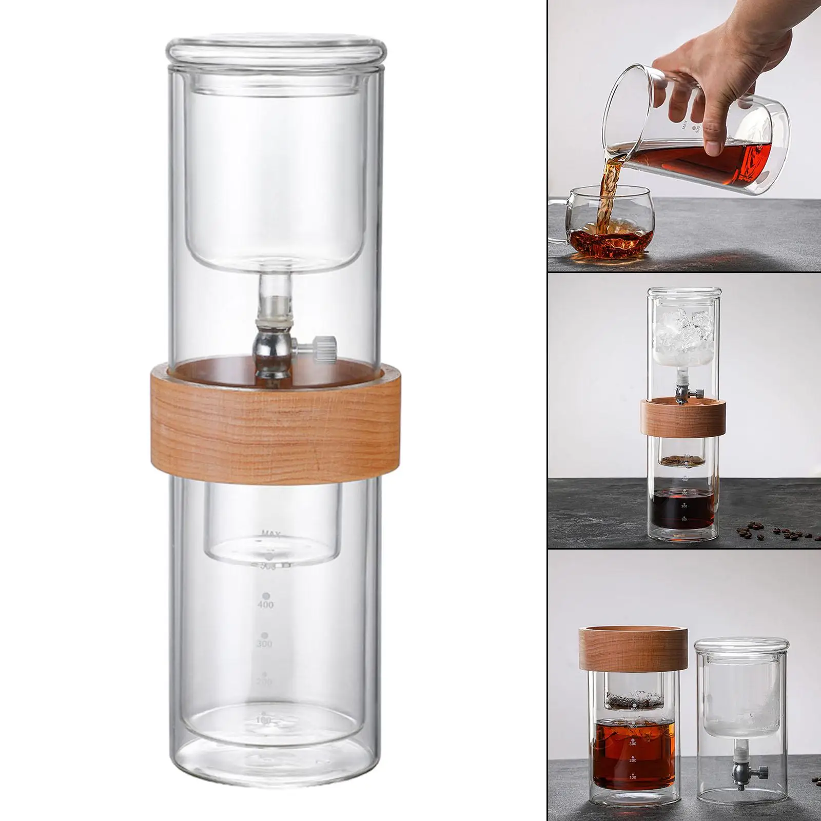 Glass Ice Drip Coffee Pot 500ml Coffee Mug Tea Coffee Kettle Portable Dripper Bottle Drip Pot for Travel