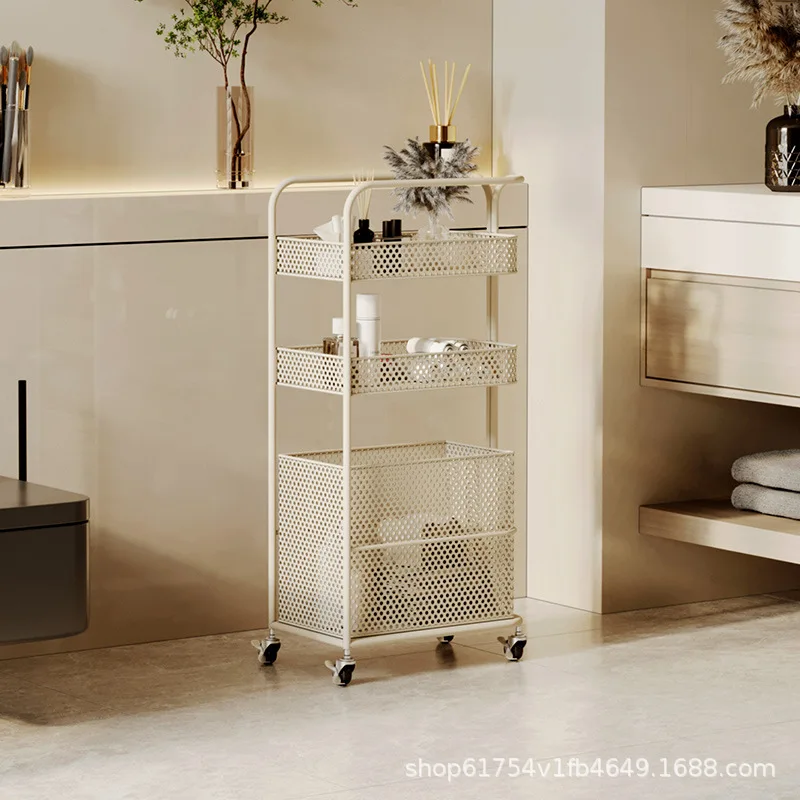 Bathroom removable multi-layer narrow slit trolley rack cream wind Internet celebrity simple bathroom sundries storage rack