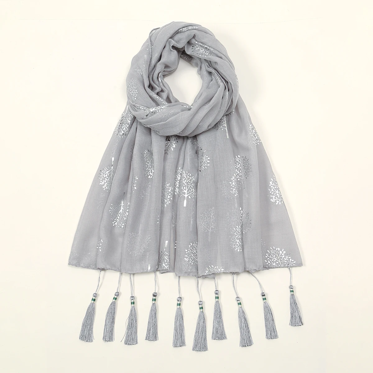 Bufanda de algodón y lino con borlas estampadas para mujer, chal largo, Hijab musulmán de alta calidad, 175x75CM