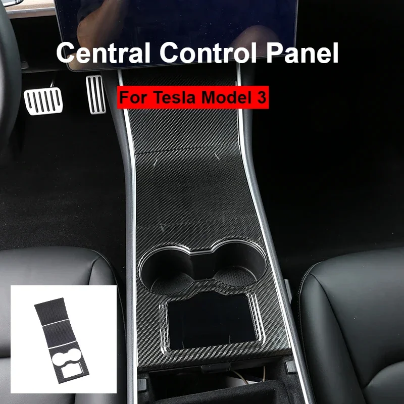 Central Control Panel for Tesla Model 3 2018-2020 Car Accessories 100% Real Carbon Fiber Modification Interior Decoration 3pcs