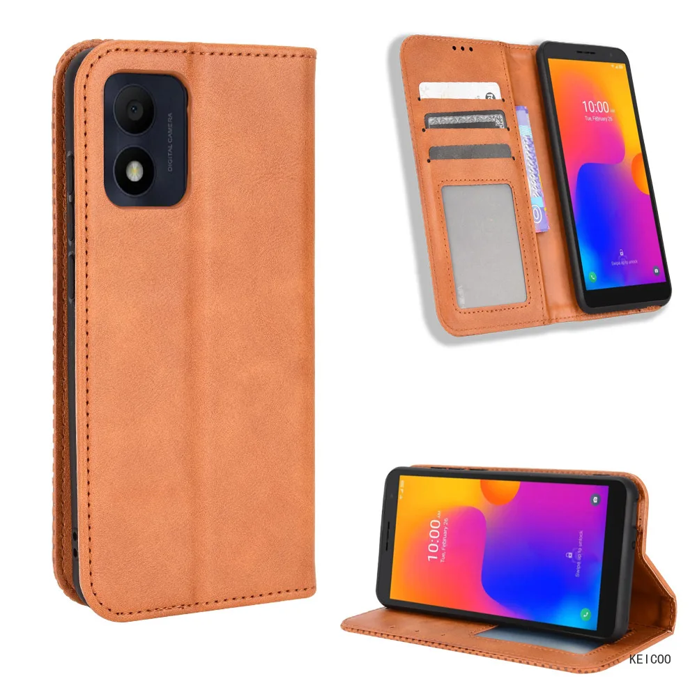 Magnetic Leather Case for TCL L10 20B 30 30Z 30XE 30V 30SE 30E 303 305 306 Pro Plus 5G Card Insert Stand Holder Phone Shell