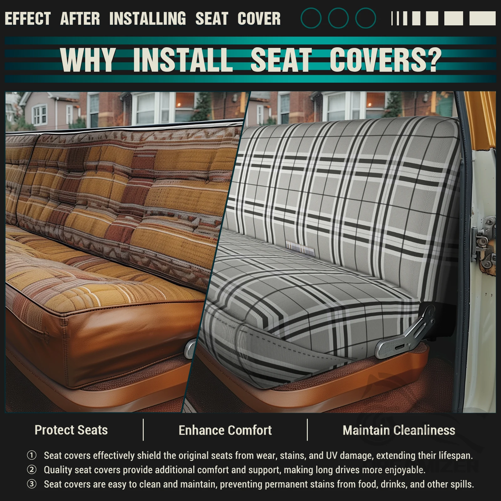 Navy Universal Car Seat Cover for Truck and Car Bench Seats That are One Piece and Durable for Long Lasting Protection