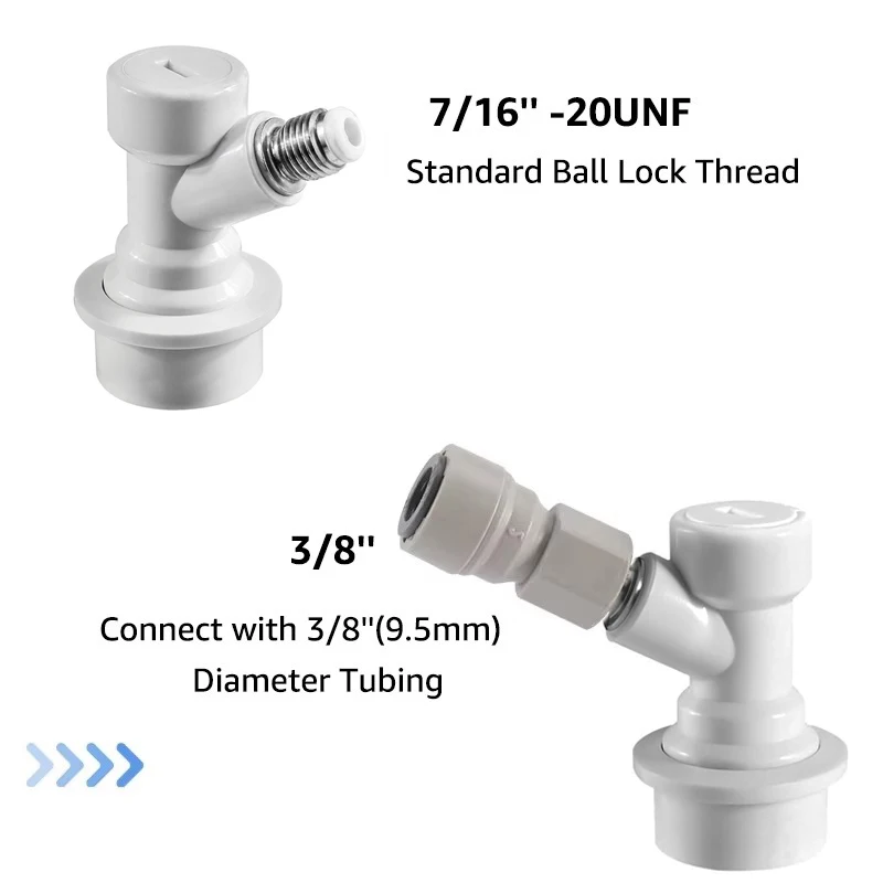 3 PCS/Lot Ball Lock Disconnect with Push-fit Fittings,3/8'' O.D. Quick Joint Connector Adapter for Homebrew Beer/Gas Dispenser