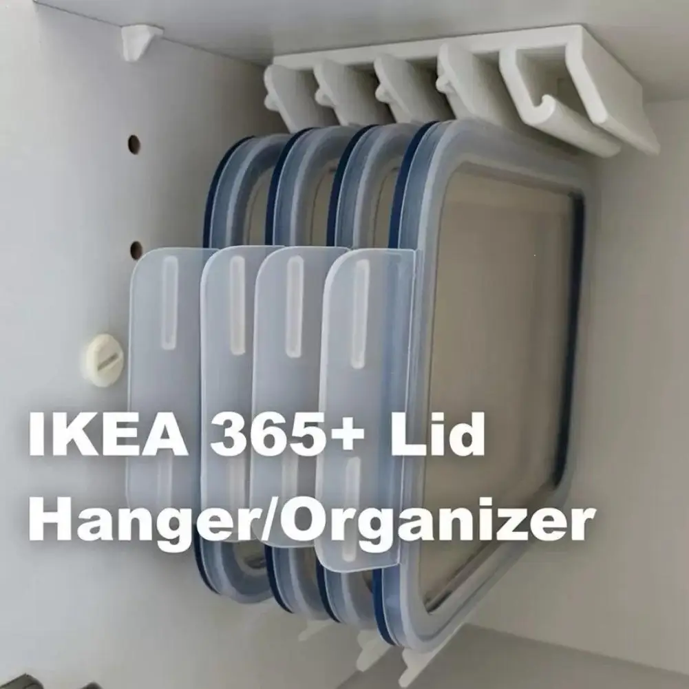 Kitchen Food Container Lid Holder Cabinet Space Saving Organizer Rack Plastic Shelf Hanger Bracket Wall Multi-Slot Sturdy Hook