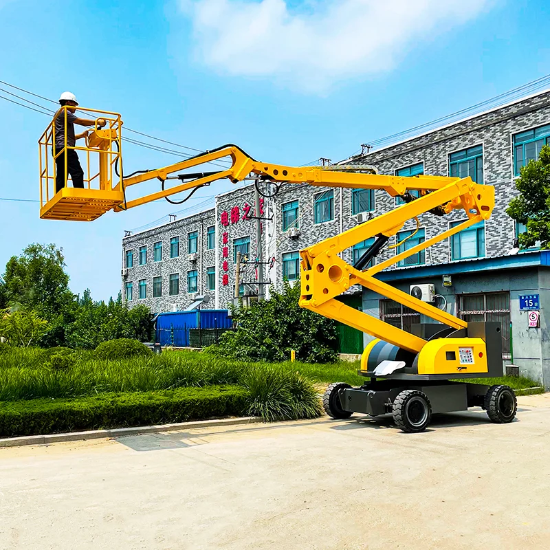 12m 14m Heavy-Duty Self-Propelled Articulated Boom Lift, Diesel/Electric Towable Curved Arm Lift for Construction customized